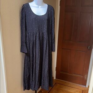 Madewell Black Long Sleeve Midi Dress with White Small Stars Women’s Size 12